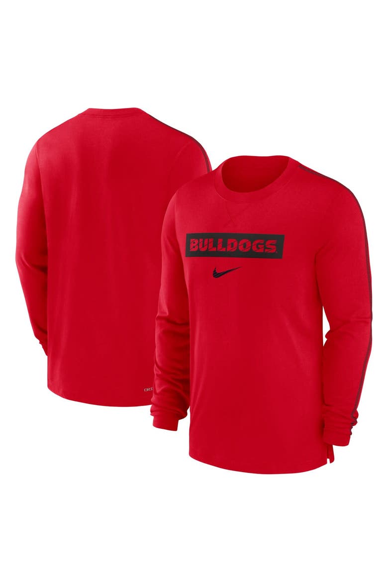Men's Nike Red Georgia Bulldogs 2024 Sideline Player Tri-Blend Performance Long Sleeve T-Shirt, Main, color, Red