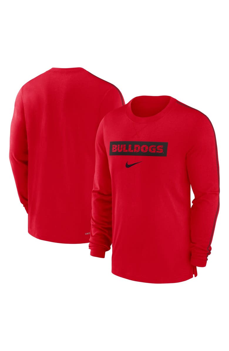 Nike Men's Nike Red Georgia Bulldogs 2024 Sideline Player Tri-Blend Performance Long Sleeve T-Shirt, Main, color, Red
