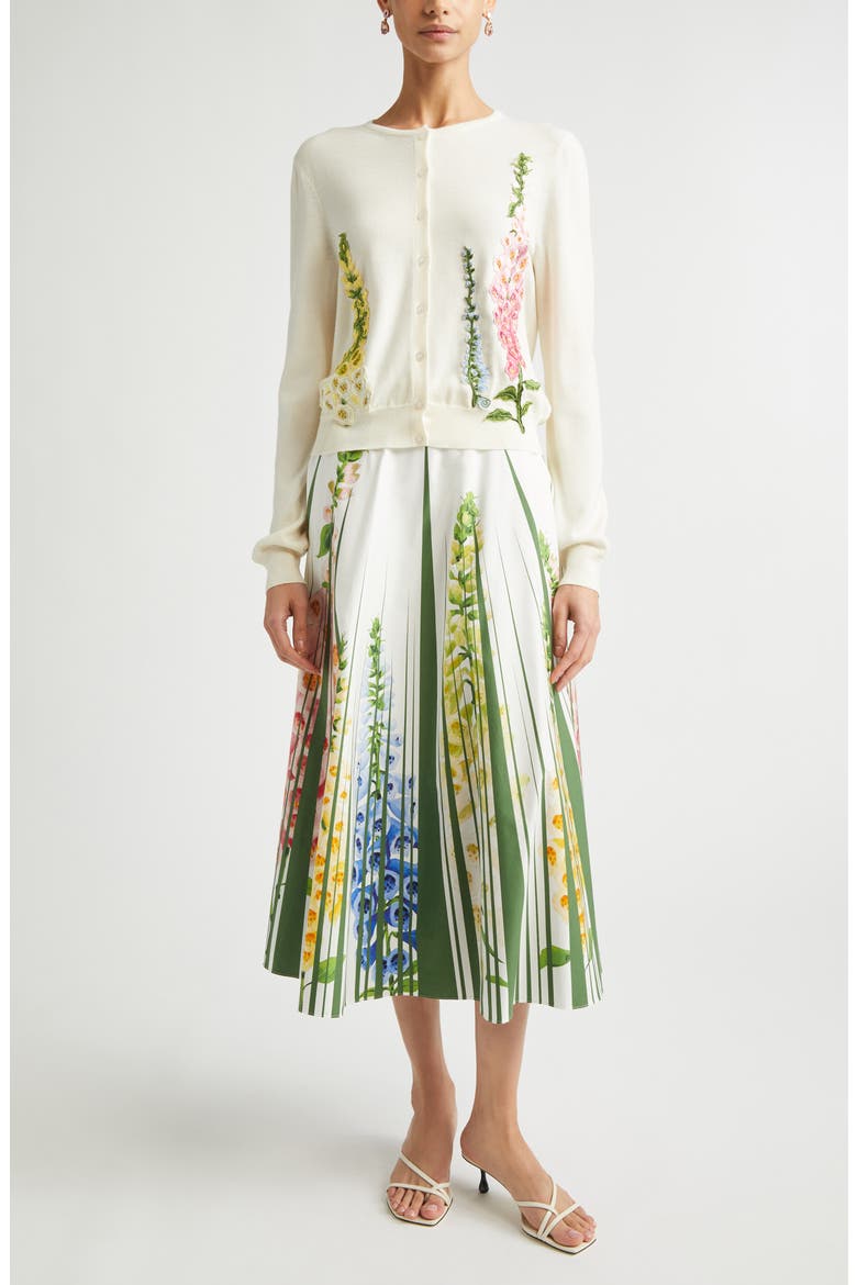 Foxgloves Cotton Poplin Skirt, Alternate, color, GREEN MULTI
