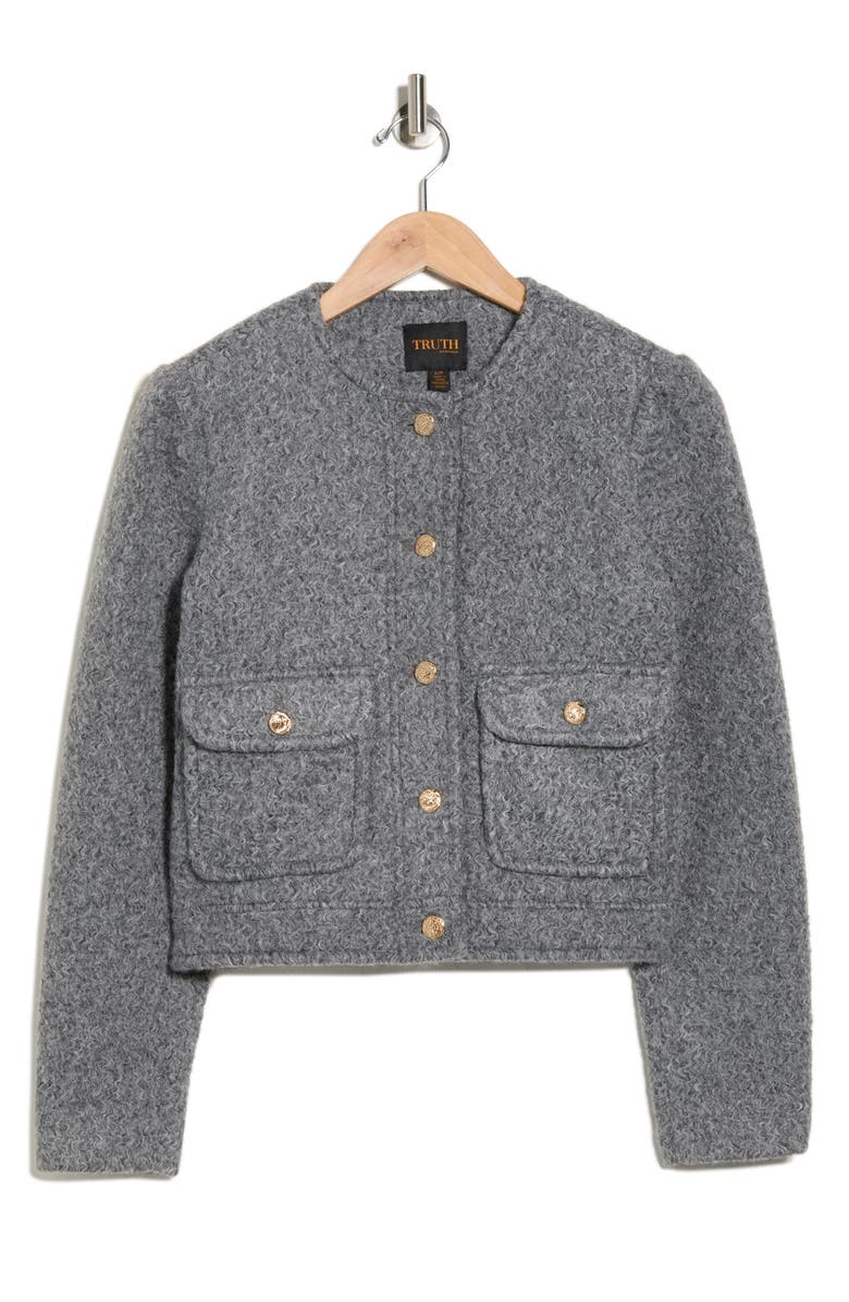 TRUTH Bouclé Crop Jacket, Alternate, color, Grey Heather