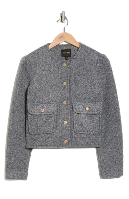 Truth Bouclé Crop Jacket In Gray
