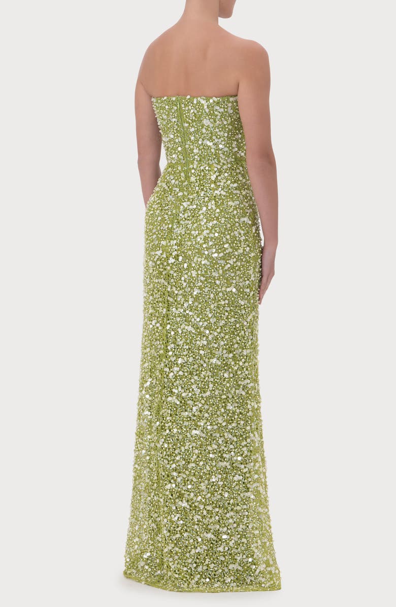 SAU LEE Courtney Beaded & Sequin Strapless Gown, Alternate, color, Green Emerald