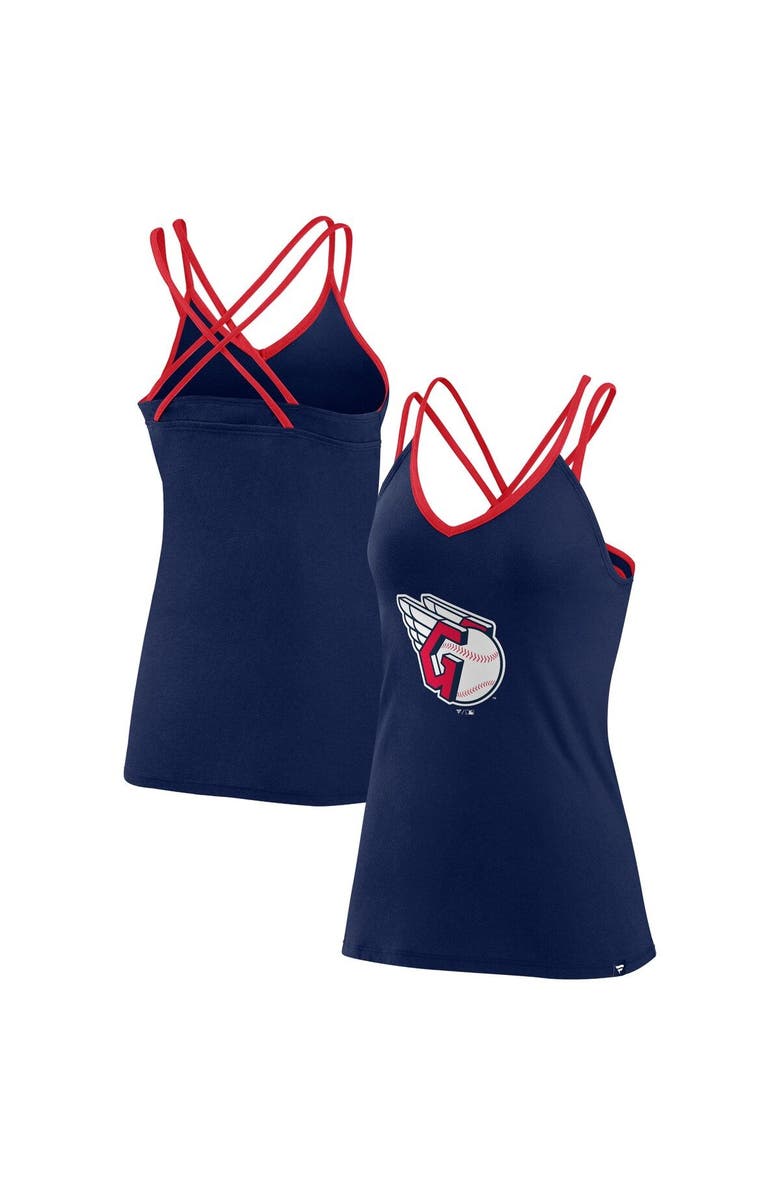 FANATICS Women's Fanatics Branded Navy Cleveland Guardians Barrel It Up Cross Back V-Neck Tank Top, Main, color, 