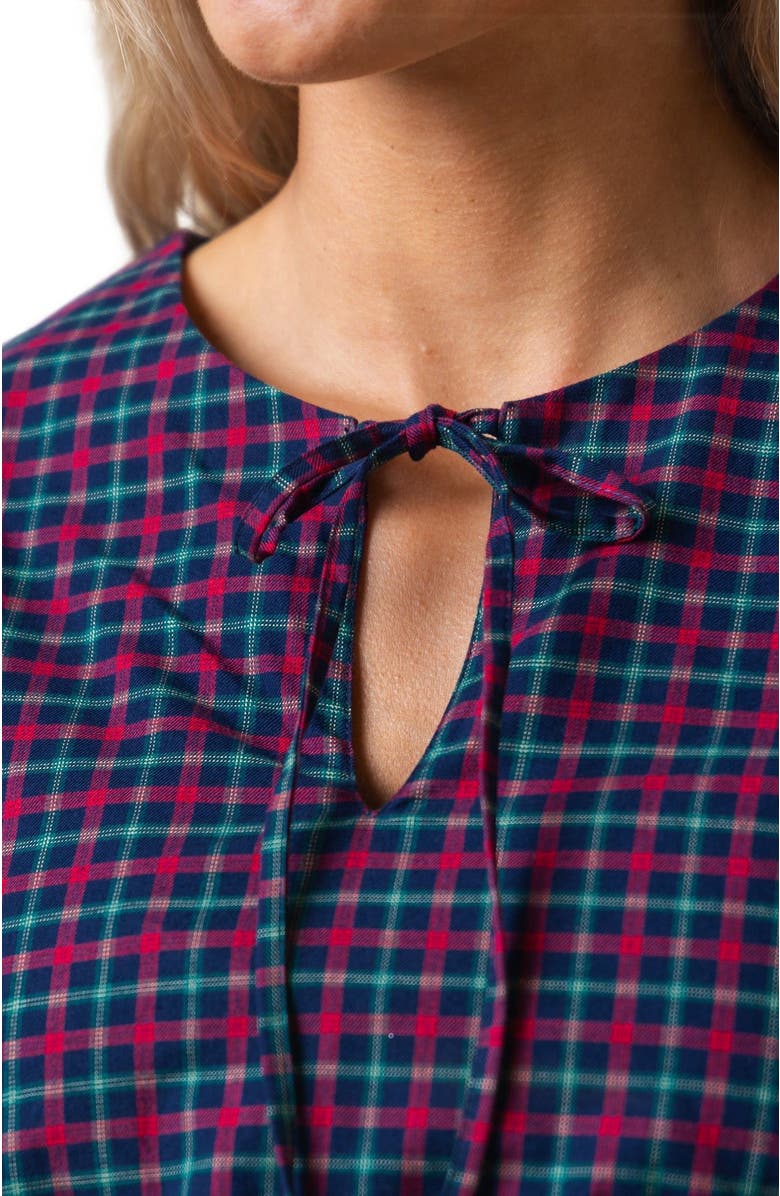 Hope & Henry Women's Smocked Keyhole Dress, Alternate, color, Navy Holiday Check