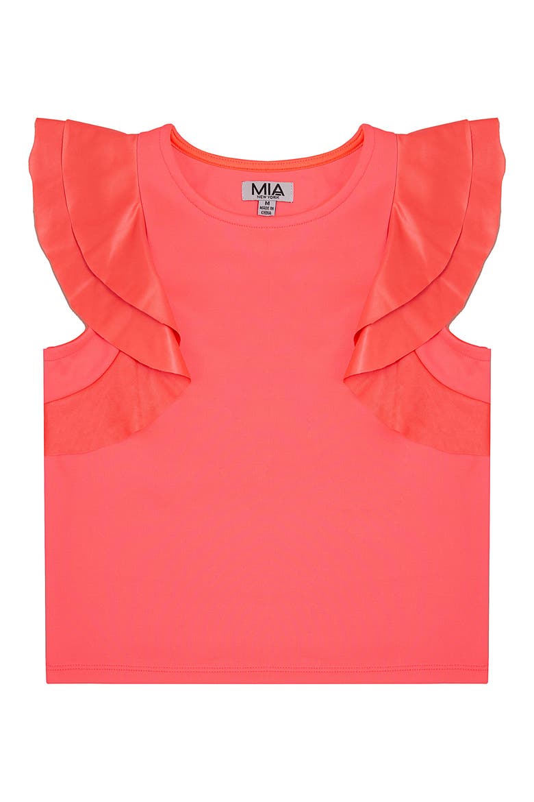 Kids' Flutter Sleeve Top, Main, color, CORAL
