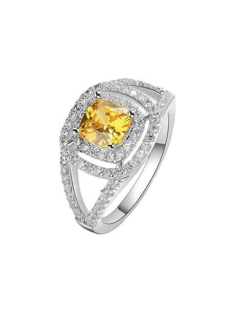 Citrine Ring with Crystal Accent Stones