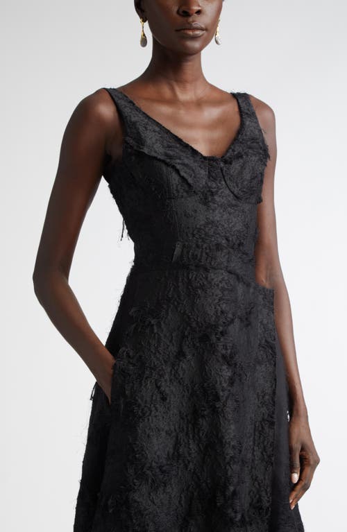 Jason Wu Collection Asymmetrical Fray Jacquard Midi Dress With Bustier In Black