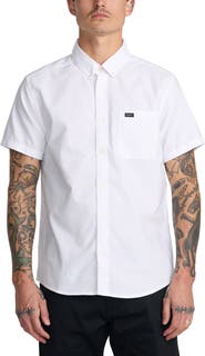 RVCA That'll Do Slim Fit Solid Short Sleeve Button-Down Shirt