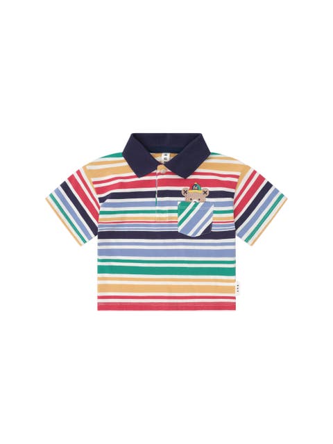 Moto Hux Rainbow Stripe Polo (Toddler, Little Kid, Big Kid)