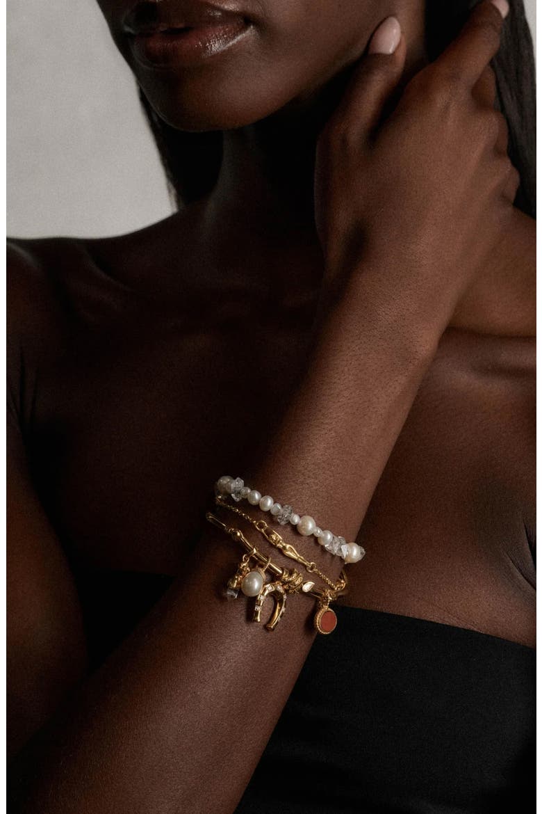 Pearl & Raw Crystal Bracelet, Main, color, SILVER