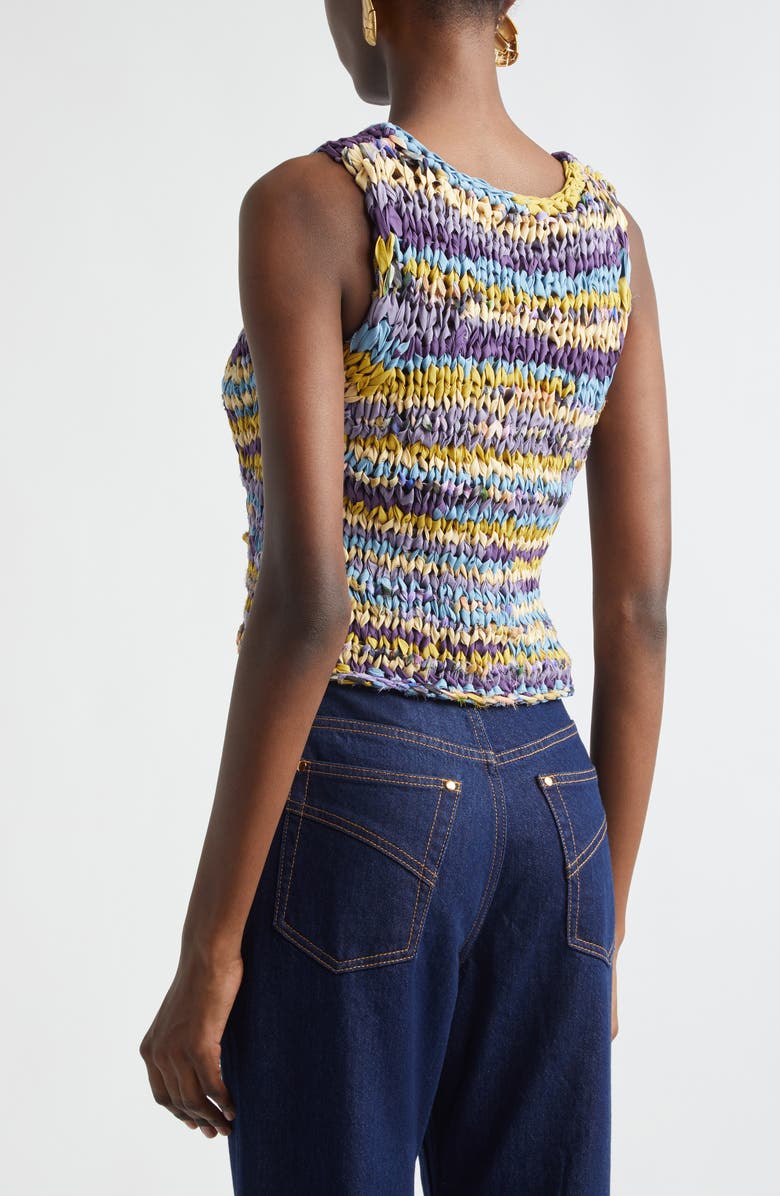 Zimmermann Luna Crop Ribbon Sweater Tank, Alternate, color, Purple Multi Stripe