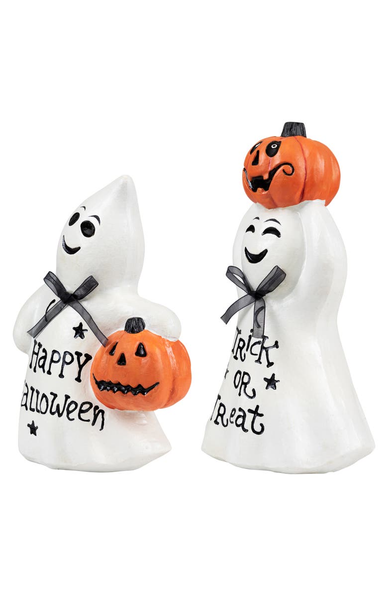 Northlight Ghosts with Jack-O-Lanterns "Happy Halloween" and "Trick or Treat" Figurines - 7.75" - Set of 2, Alternate, color, 