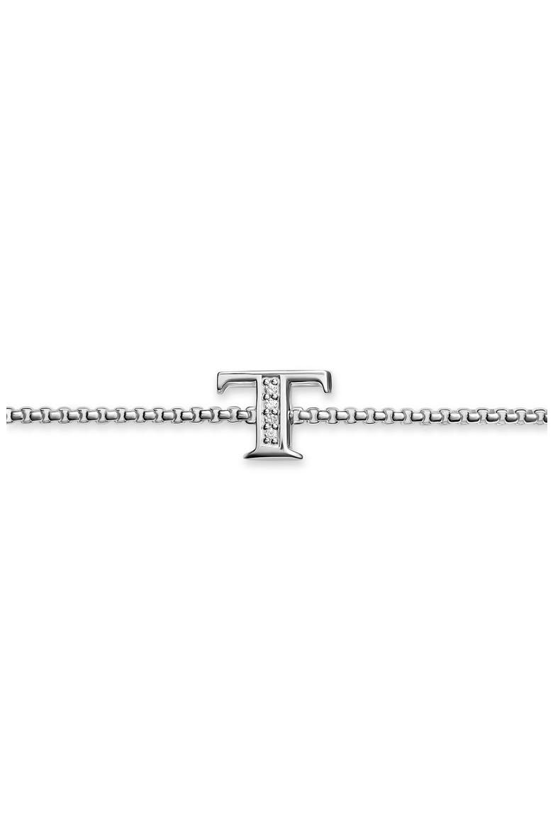 Petite Pavé Initial Chain Bracelet in Sterling Silver with Diamonds, Alternate, color, SILVER PAVE T