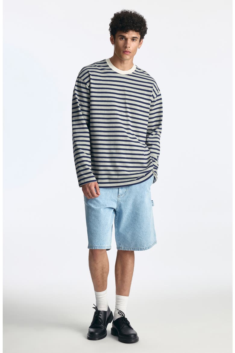 Stripe Long Sleeve Cotton T-Shirt, Alternate, color, NAVY STRIPE
