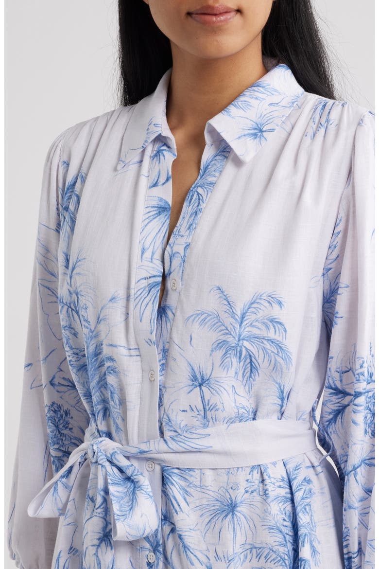 Tie Waist Ruffle Hem Long Sleeve Dress, Alternate, color, BLUE HAZE