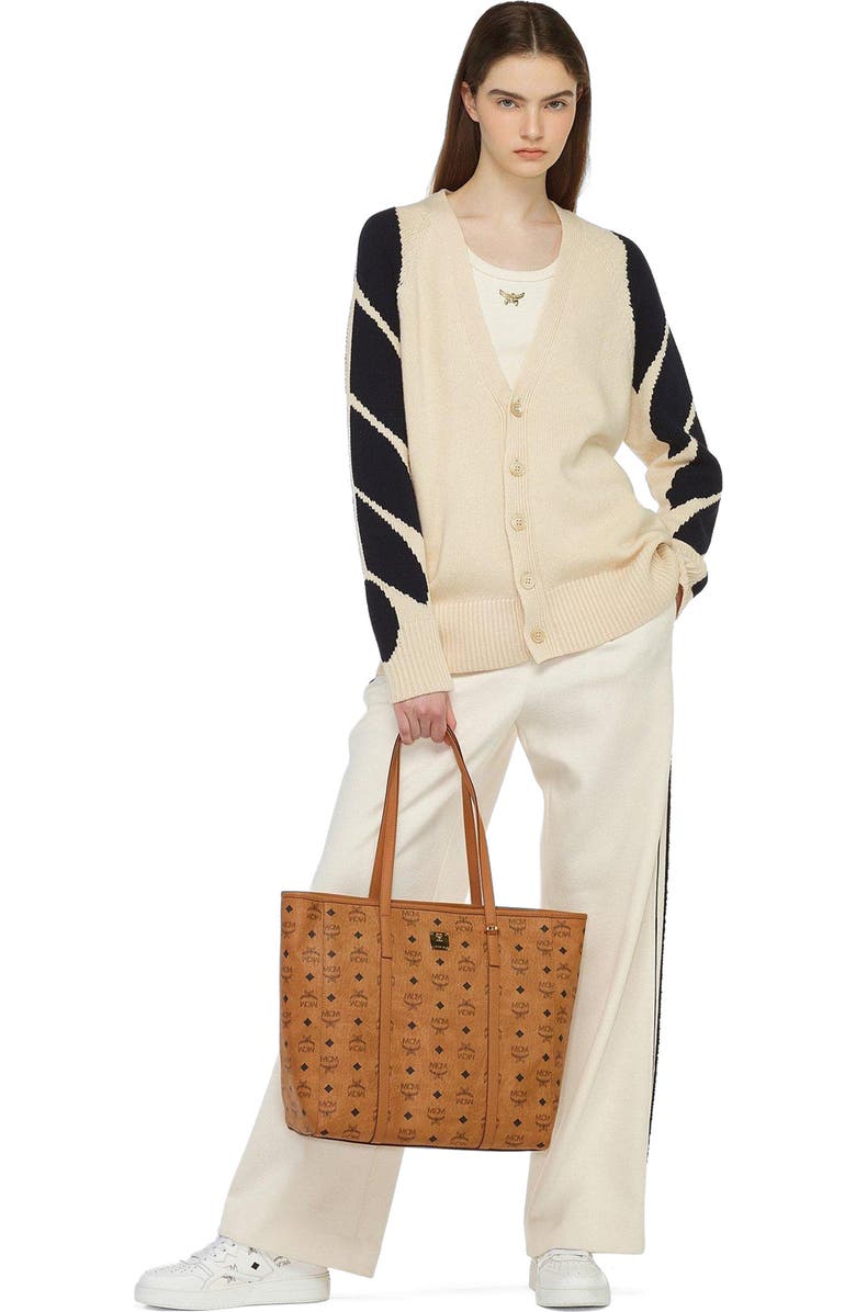 MCM Medium Toni Top-Zip Shopper in Visetos, Alternate, color, Brown