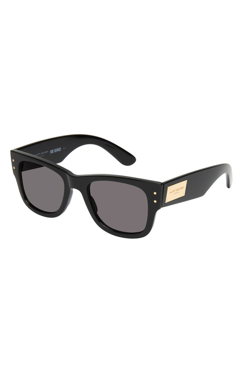 Kurt Geiger London 52mm Square Sunglasses, Alternate, color, Black/ Solid Smoke