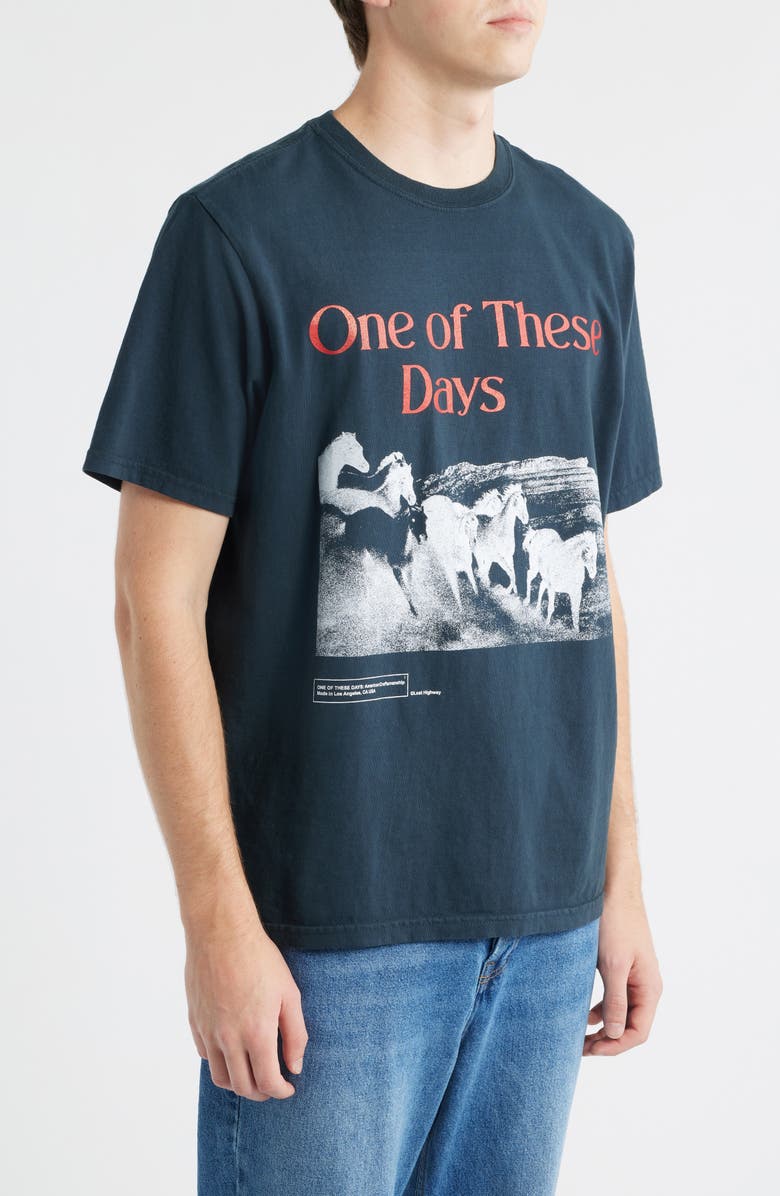 ONE OF THESE DAYS Glad You're Here With Me Graphic T-Shirt, Alternate, color, Hard Washed Black