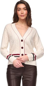 Brodie Pure Cashmere Varsity Cable Cardigan