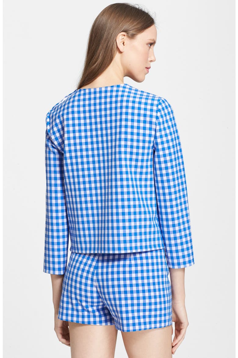 'Giselle' Gingham Top, Alternate, color, BLUE RIVERA/ WHITE