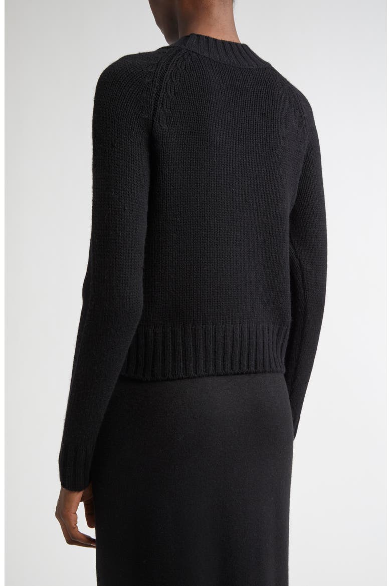 Raglan Sleeve Wool & Cashmere Crewneck Sweater, Alternate, color, BLACK