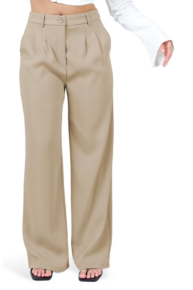 Archer Pleated Wide Leg Pants, Main, color, TAUPE