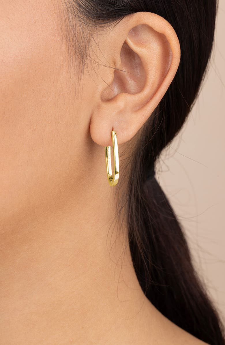 Sterling Forever Zuxana Polished Oval Hoop Drop Earrings, Alternate, color, Gold