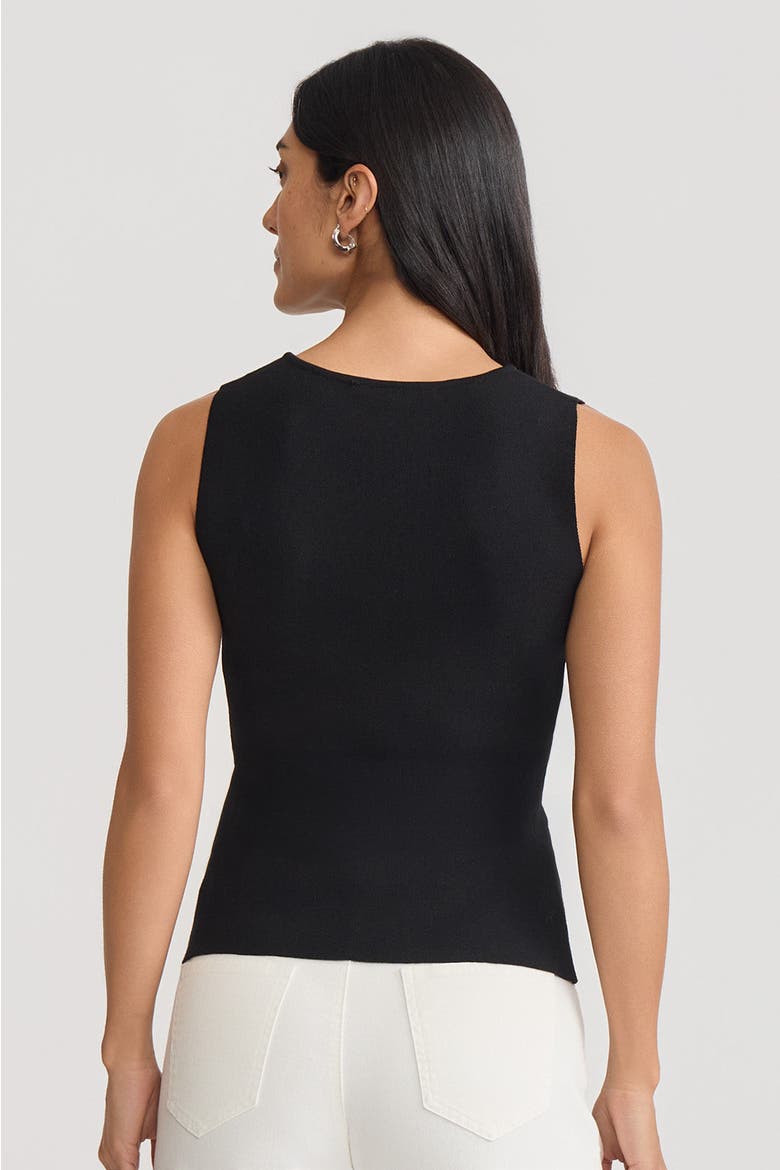 Boat Neck Soft Knit Ribbed Tank, Black, Alternate, color, Black