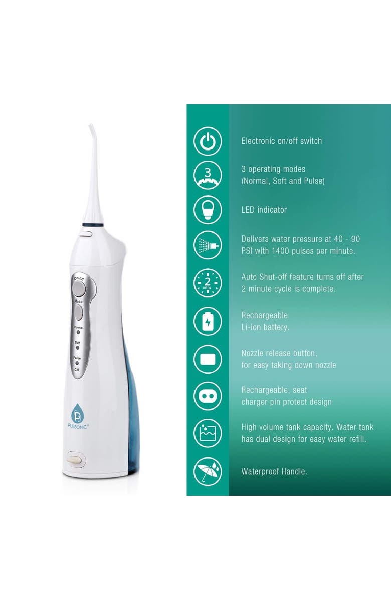PURSONIC USB Rechargeable Oral Irrigator, Alternate, color, Multicolor