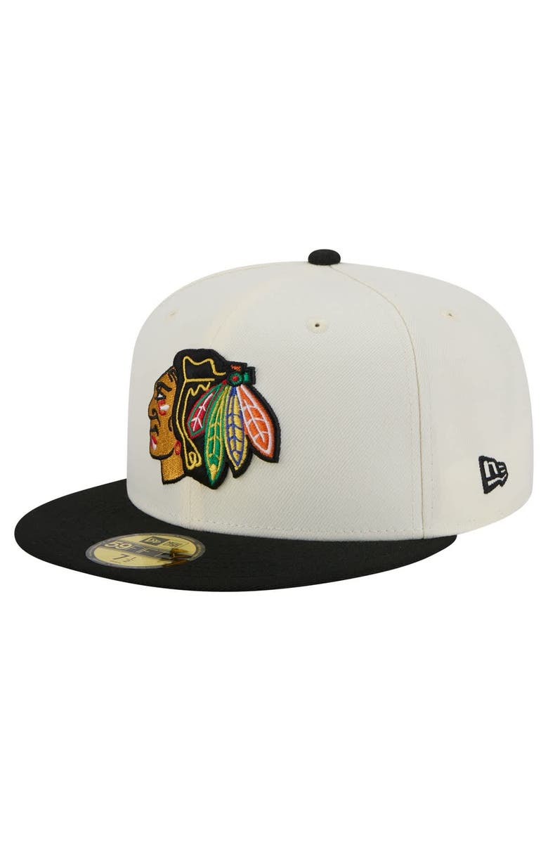 New Era Men's New Era White Chicago Blackhawks Chrome Two-Toned 59FIFTY Fitted Hat, Alternate, color,