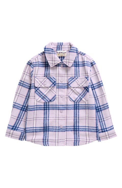 Kids' Plaid Fleece Snap-Up Shacket (Toddler, Little Kid & Big Kid)