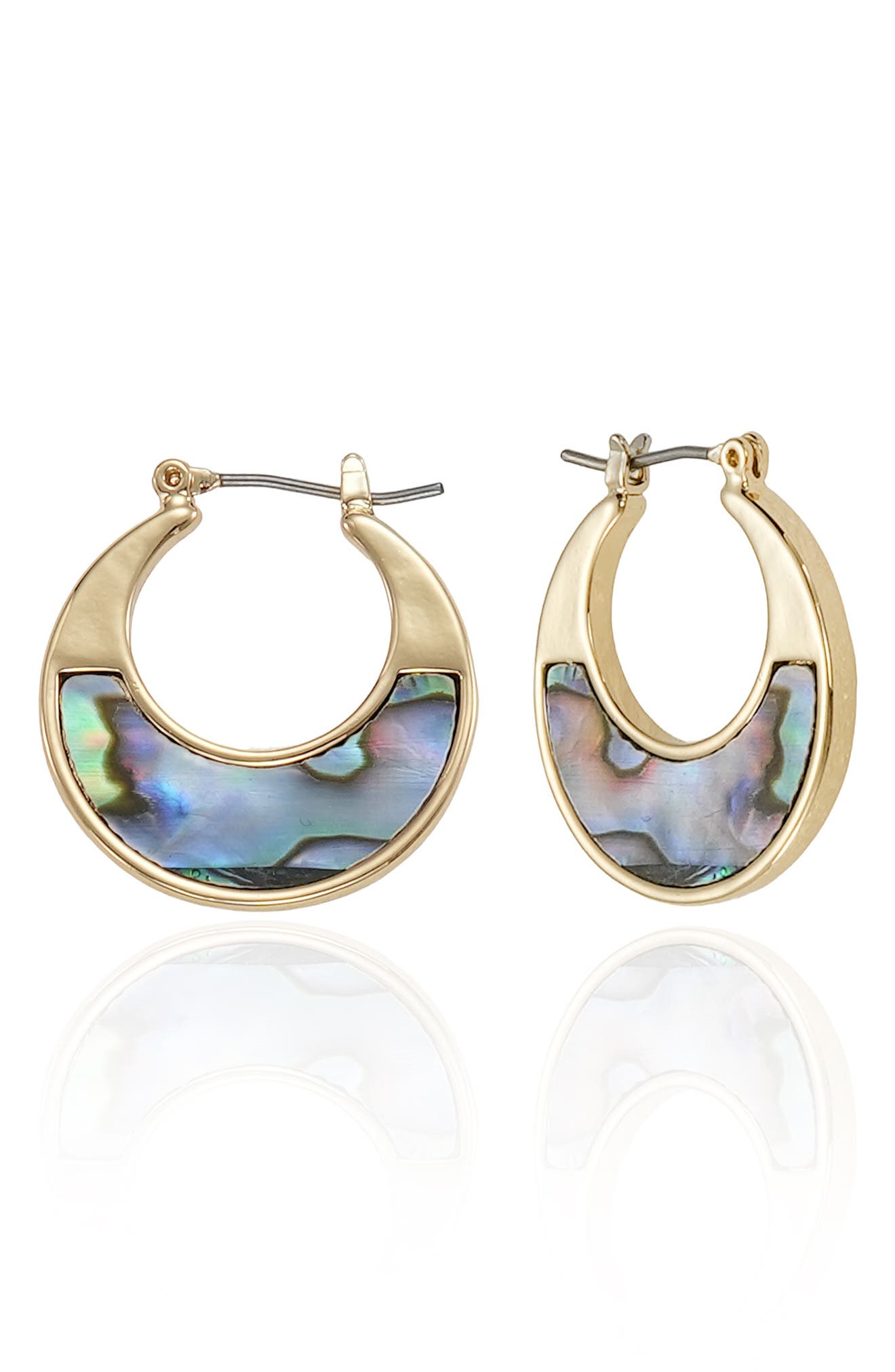 Abalone Inlay Hoop Earrings