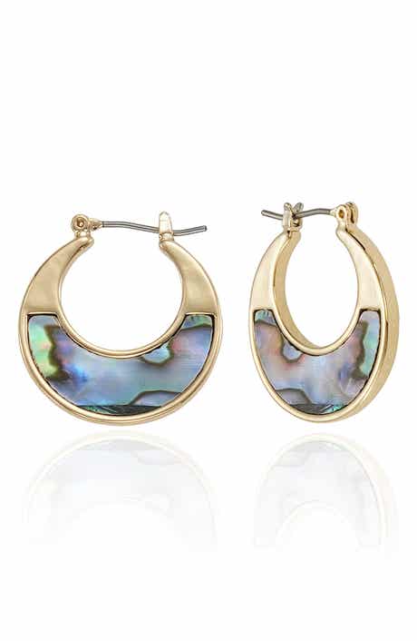Abalone Inlay Hoop Earrings