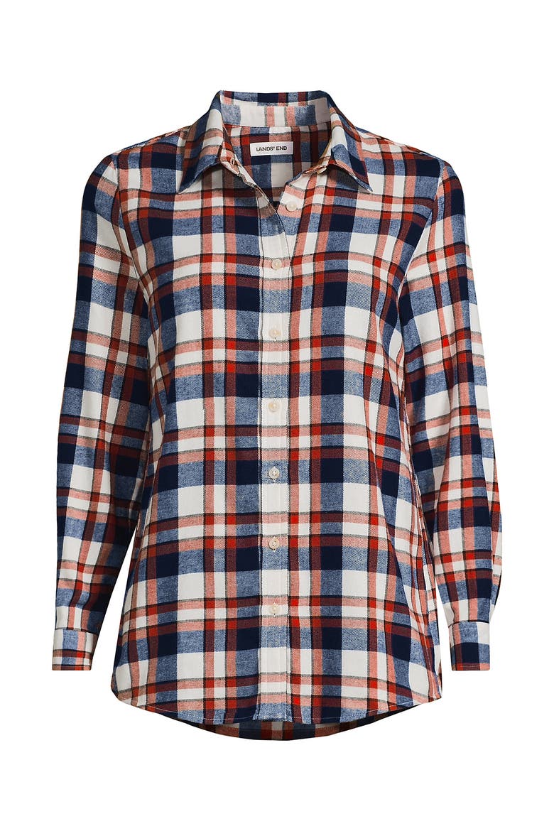 Flannel Boyfriend Fit Shirt, Alternate, color, Navy/Bourbon Plaid