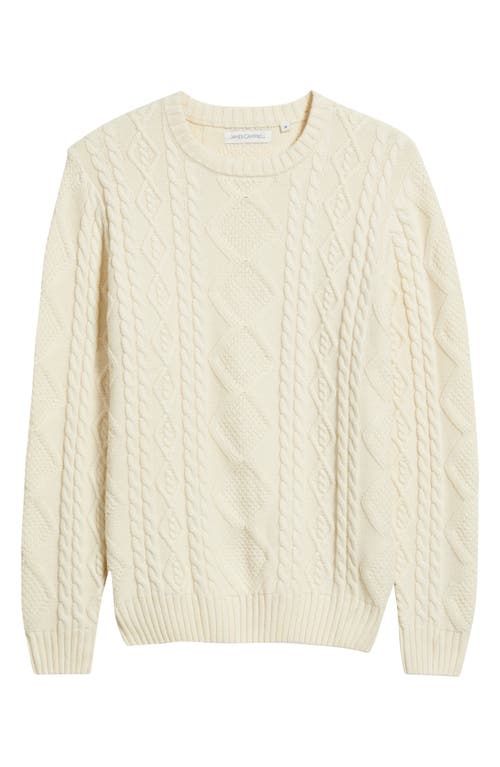 James Campbell Glencoe Cable Stitch Cotton & Wool Blend Sweater In Yellow
