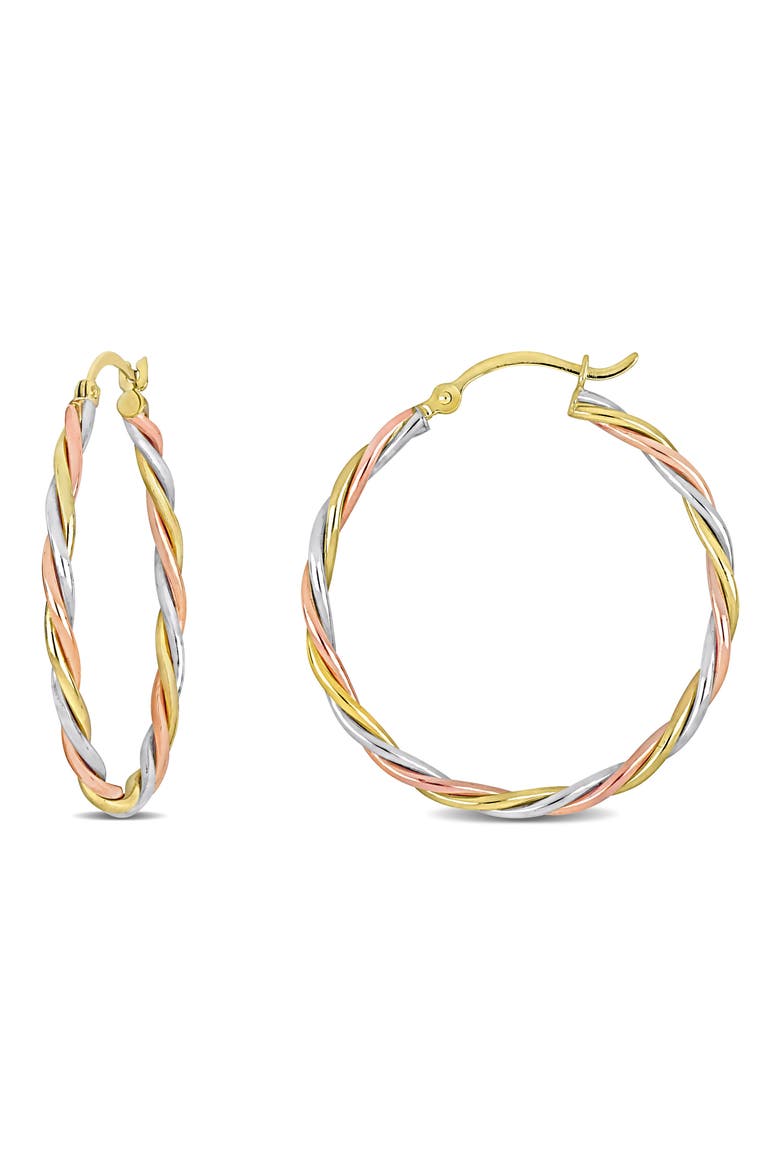 Twisted Tri-Tone Hoop Earrings, Main, color, GOLD MULTI