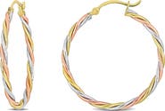 DELMAR Twisted Tri-Tone Hoop Earrings