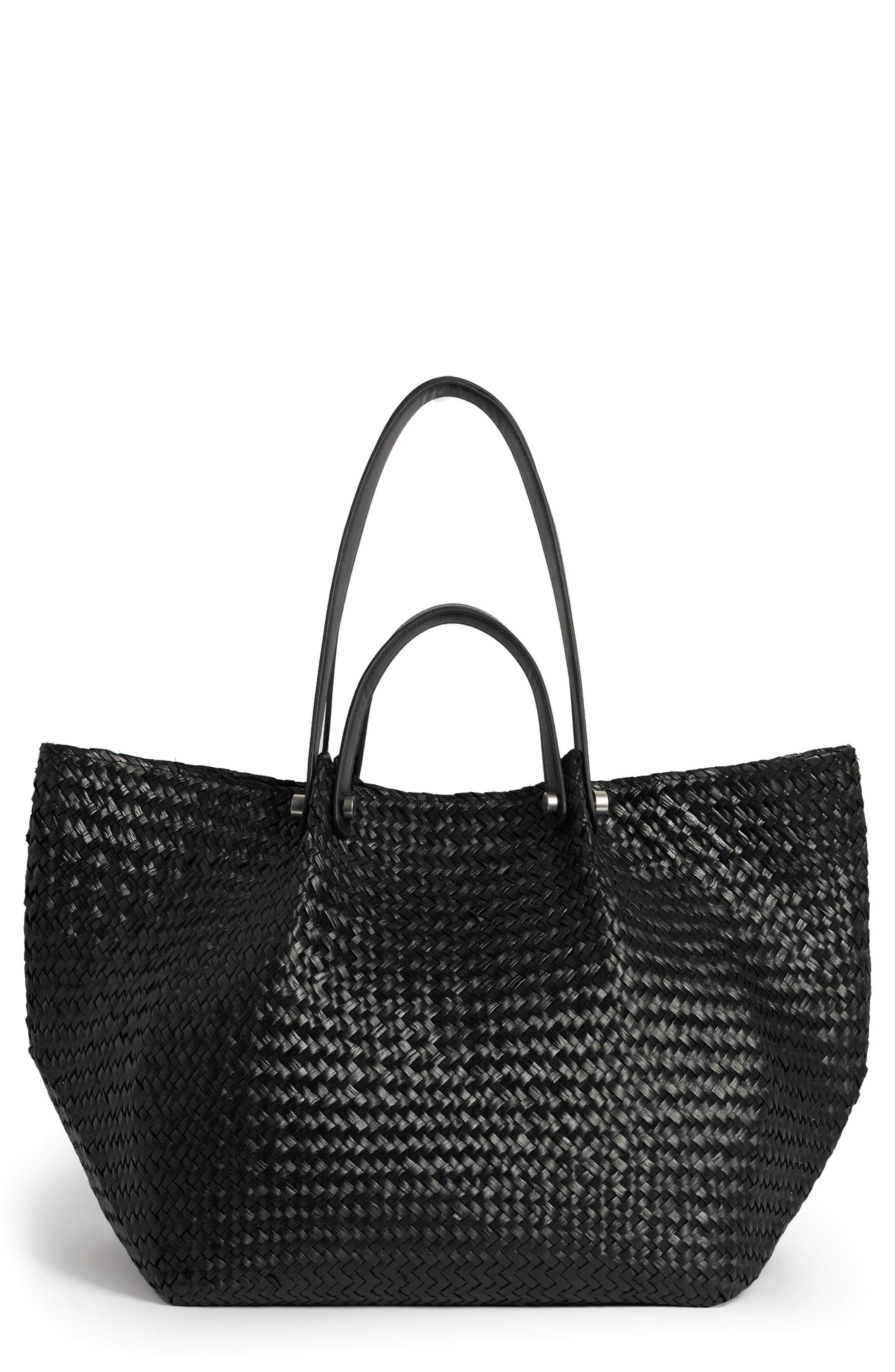 AllSaints Allington East West Straw Tote Bag, Main, color, 