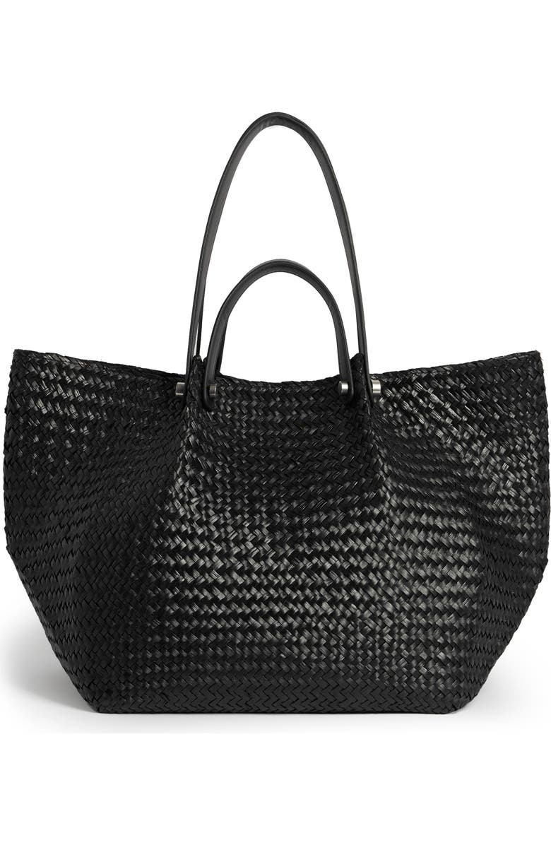 AllSaints Allington East West Straw Tote Bag, Main, color,