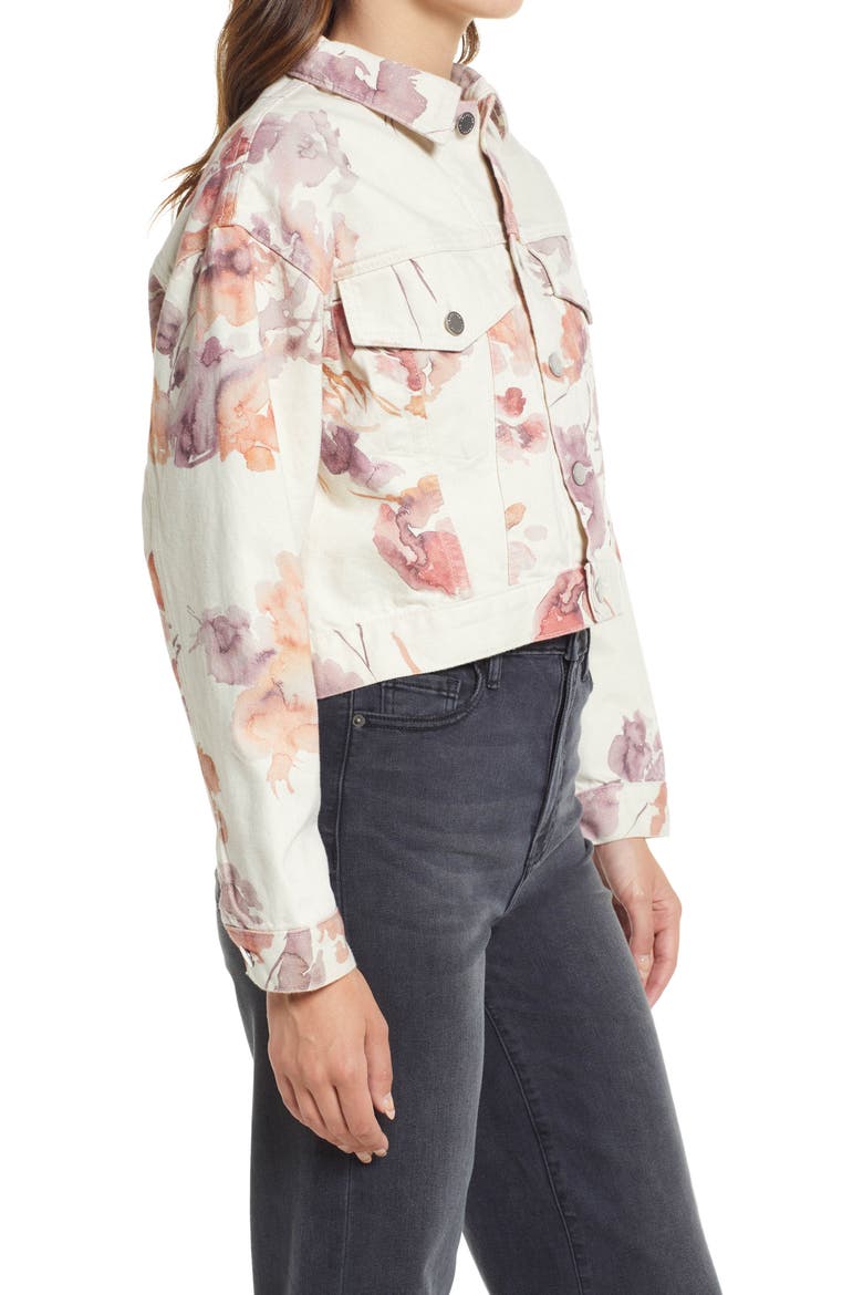 Mirah Denim Trucker Jacket, Alternate, color, WINE FLORAL NEU