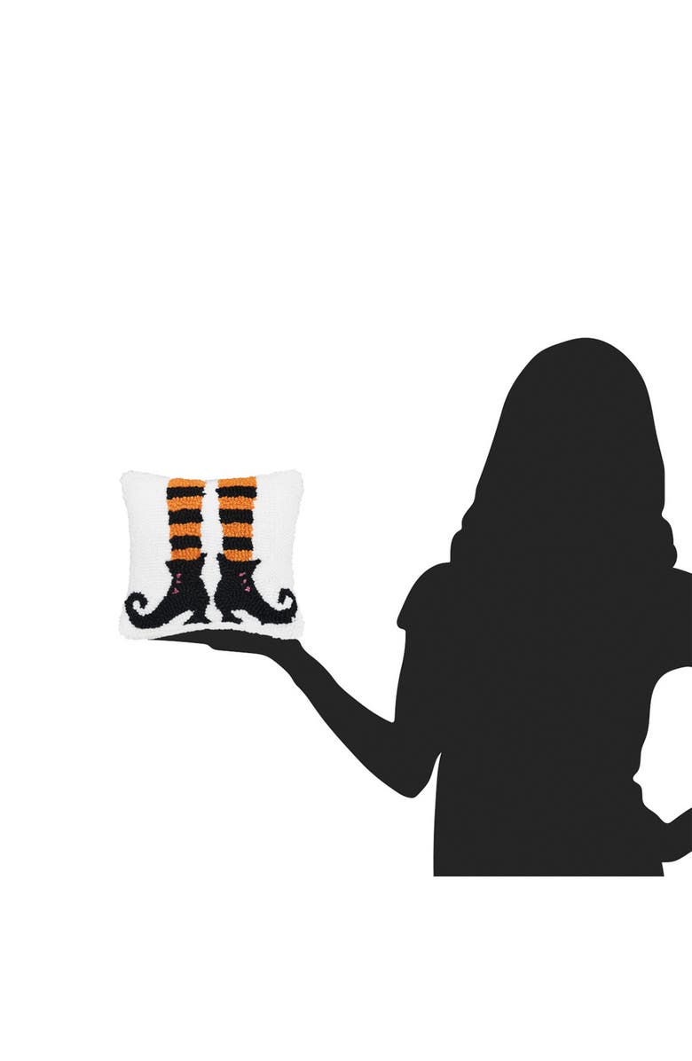 C&F Home Witch Shoes Halloween Hooked Small/Petite Accent Pillow, 8" x 8", Alternate, color, White