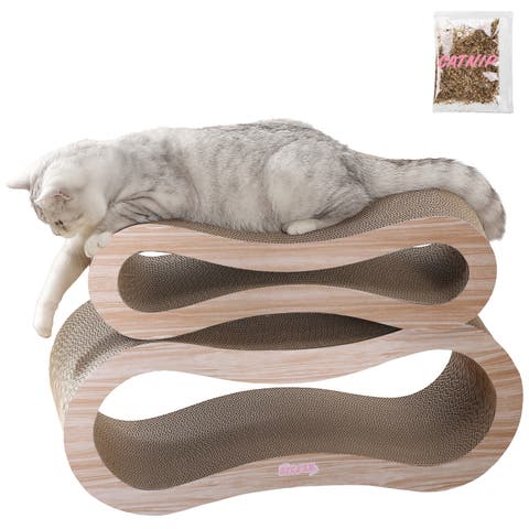 Suvi 26" Modern Cardboard Infinity 2-in-1 Lounge Bed Cat Scratcher with Catnip