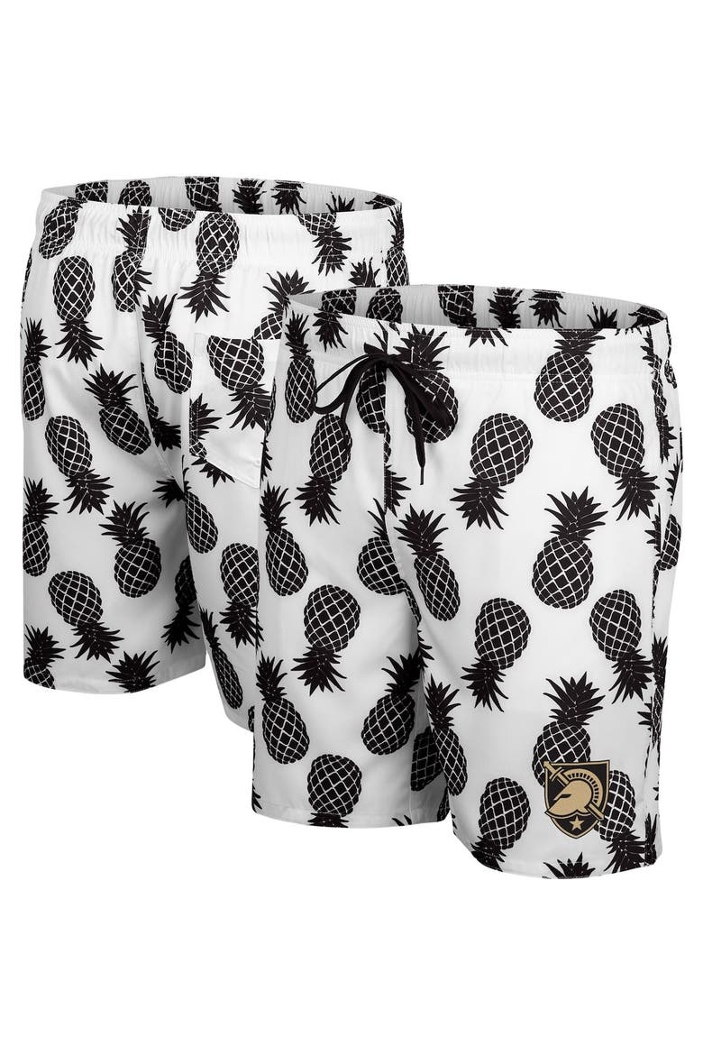 Men's Colosseum White/Black Army Black Knights Pineapple Swim Shorts, Main, color, White