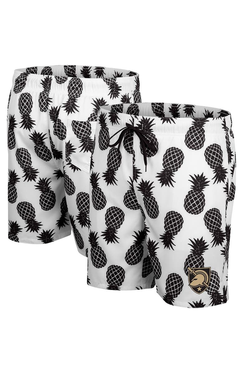 COLOSSEUM Men's Colosseum White/Black Army Black Knights Pineapple Swim Shorts, Main, color, White