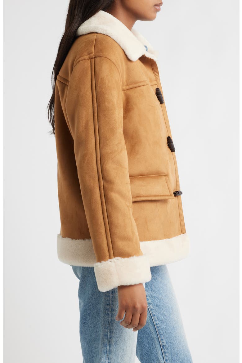 Faux Shearling Coat, Alternate, color, COGNAC/ IVORY