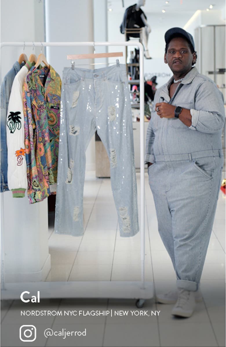 Ripped Sequin Straight Leg Jeans, sales video thumbnail