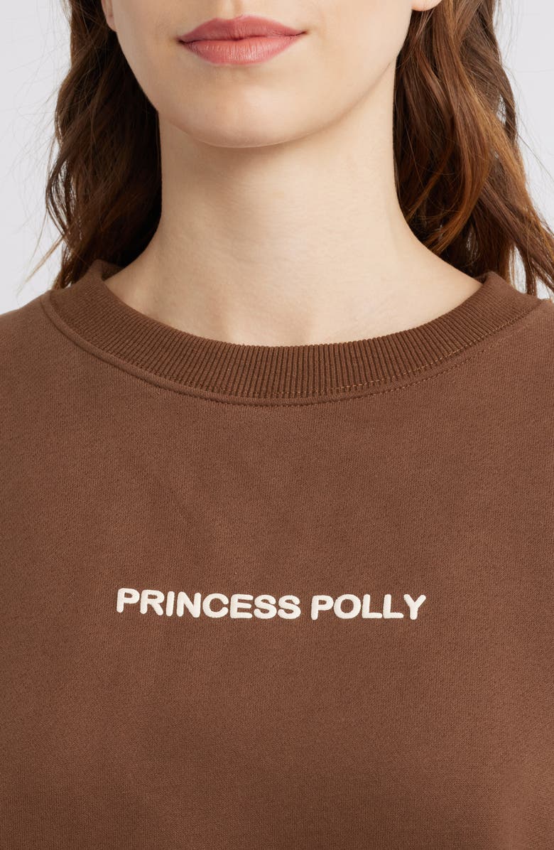 Princess Polly Logo Graphic Crewneck Sweatshirt, Alternate, color, Brown