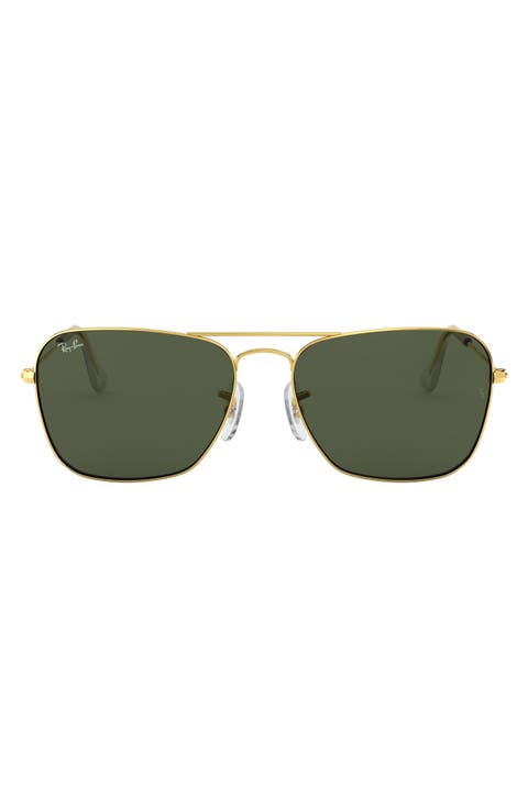 58mm Rectangle Aviator Sunglasses