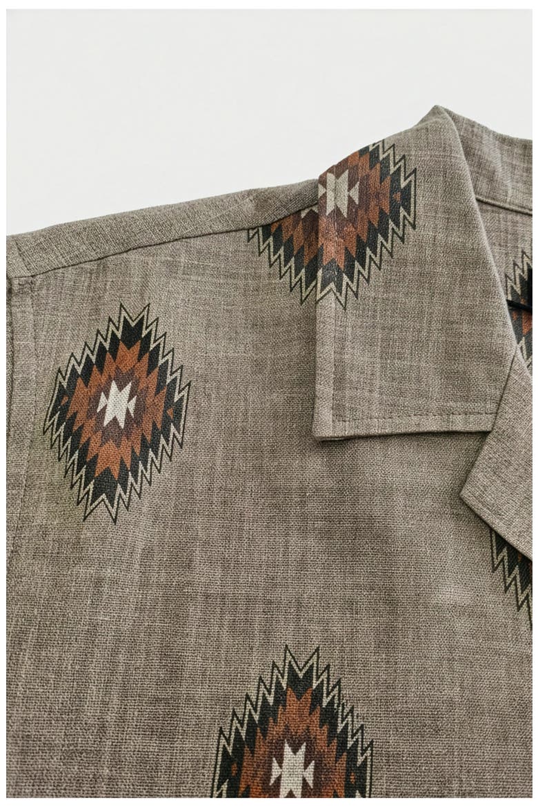 Homer Geometric Print Short Sleeve Shirt, Alternate, color, TAUPE