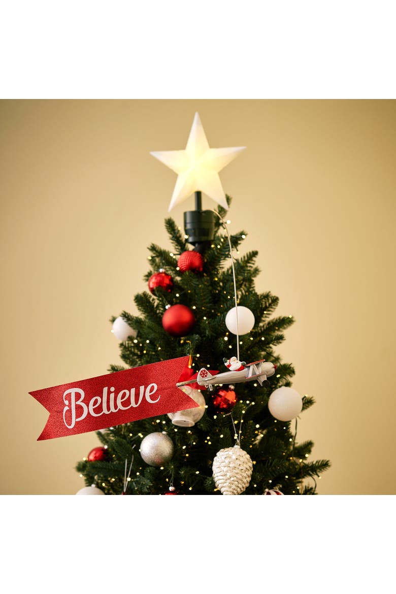 Animated Biplane Tree Topper with Banner - White Santa, Alternate, color, White Santa